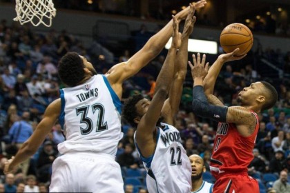  唐斯两双森林狼轻取开拓者稳固西部前八位置